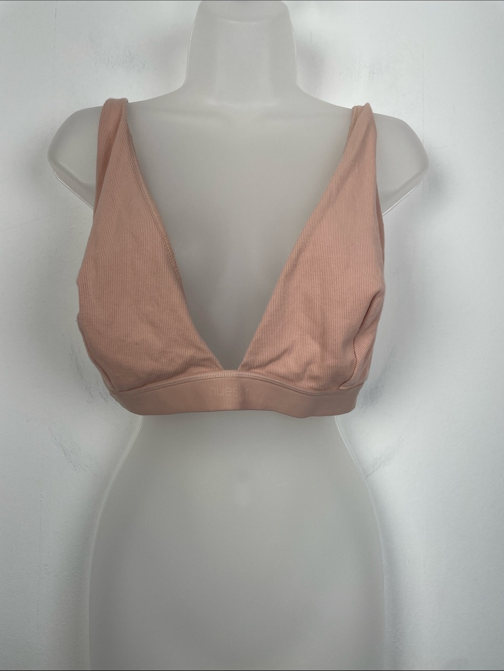 Nueskin Mesh Underlay Soft Ribbed Plunge Bralette Stretch Adjustable Straps 3X